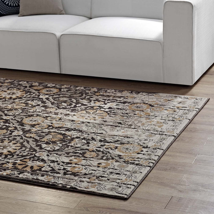 Ganesa Distressed Diamond Floral Lattice Area Rug