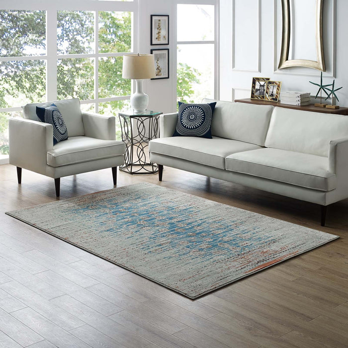 Hesper Distressed Contemporary Floral Lattice Area Rug