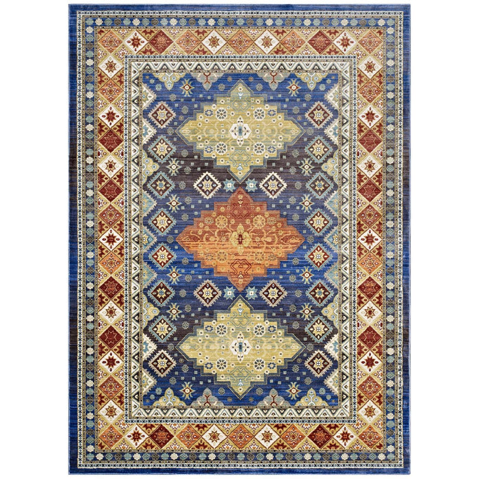 Atzi  Distressed Southwestern Diamond Floral Area Rug