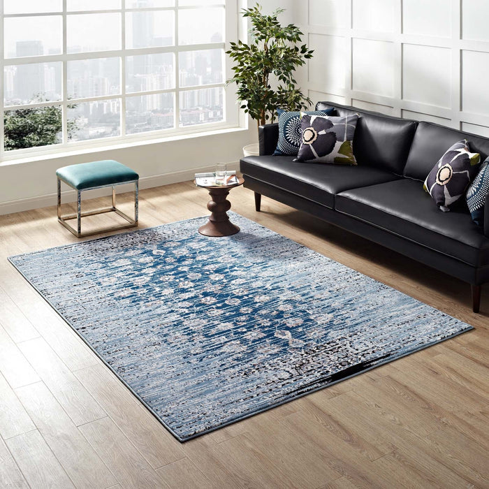 Chiara Distressed Floral Lattice Contemporary Area Rug