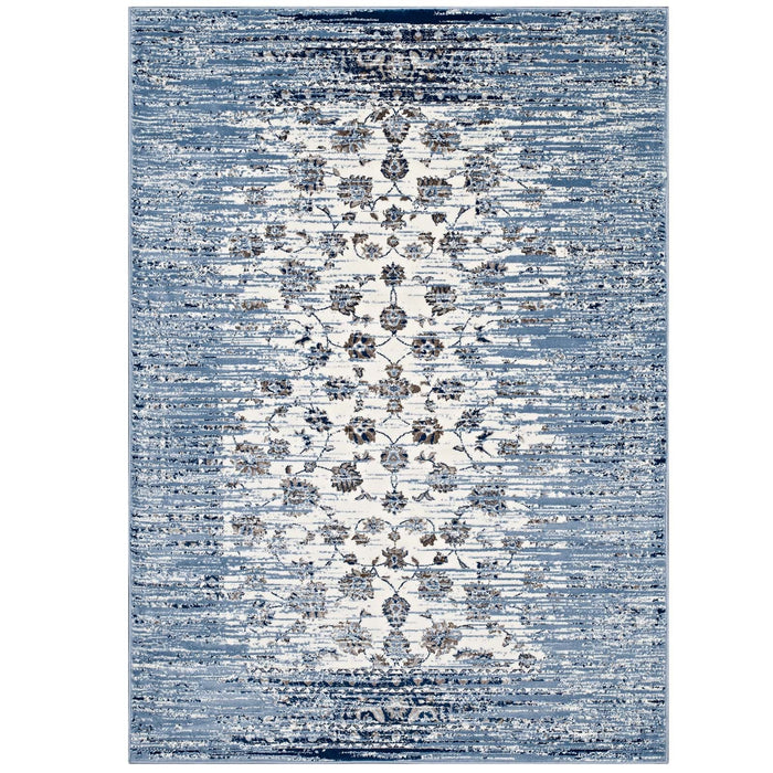 Chiara Distressed Floral Lattice Contemporary Area Rug