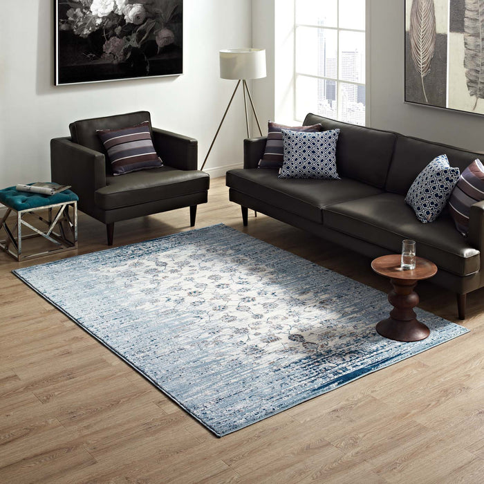 Chiara Distressed Floral Lattice Contemporary Area Rug