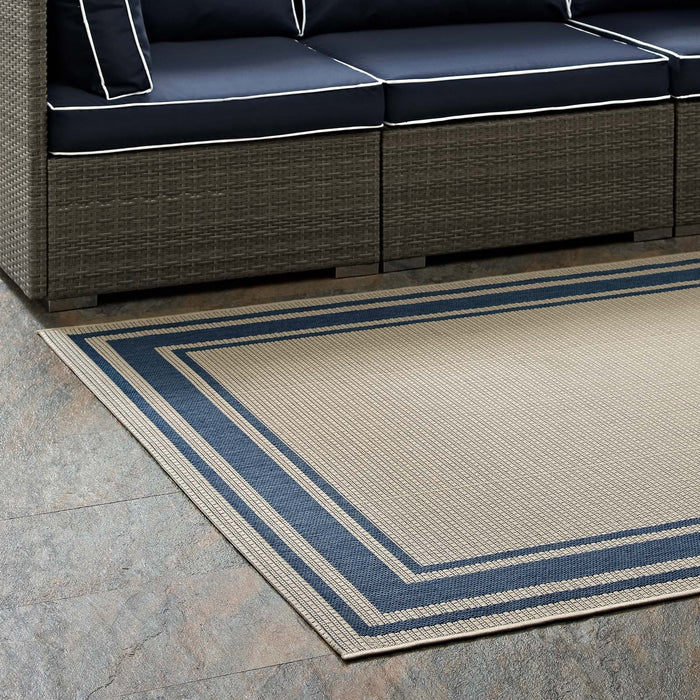 Rim Solid Border Indoor and Outdoor Area Rug