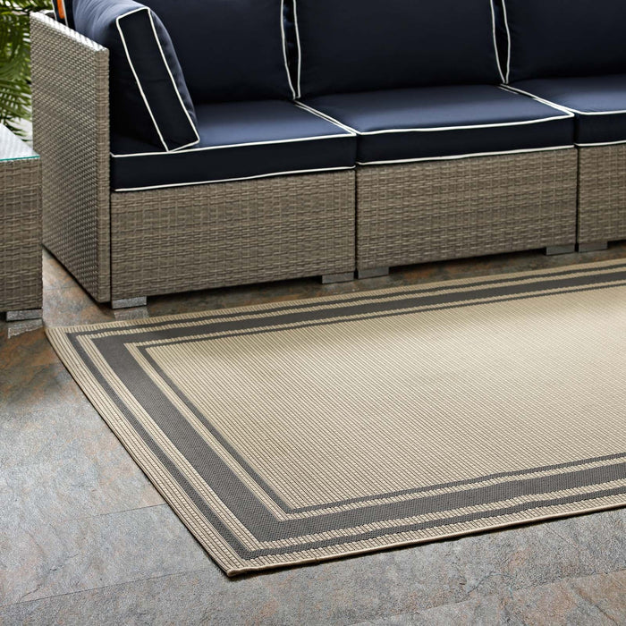 Rim Solid Border Indoor and Outdoor Area Rug