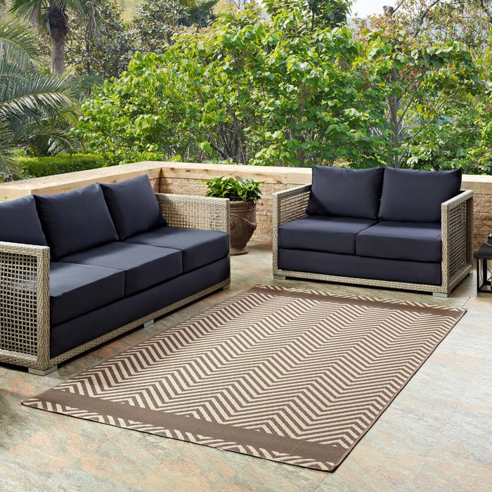 Optica Chevron With End Borders Indoor and Outdoor Area Rug