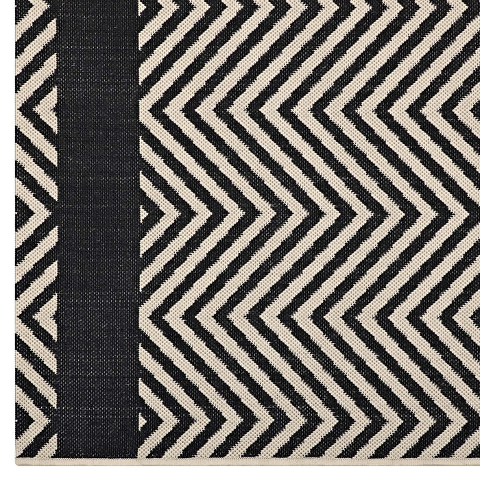 Optica Chevron With End Borders Indoor and Outdoor Area Rug