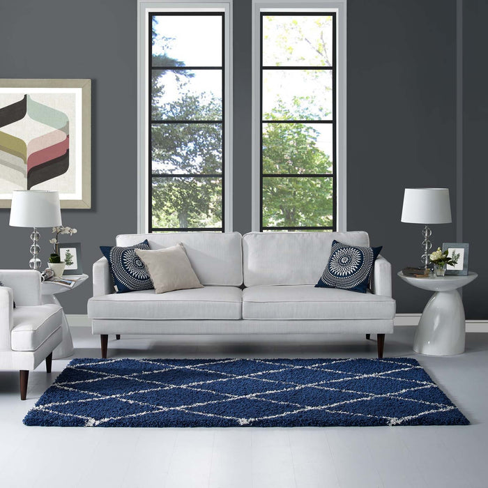 Toryn Diamond Lattice Shag Area Rug