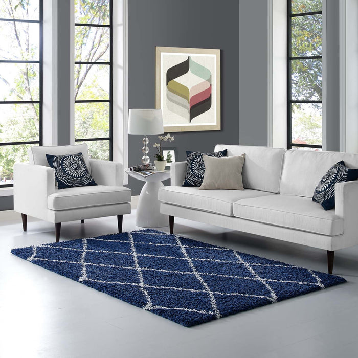 Toryn Diamond Lattice Shag Area Rug