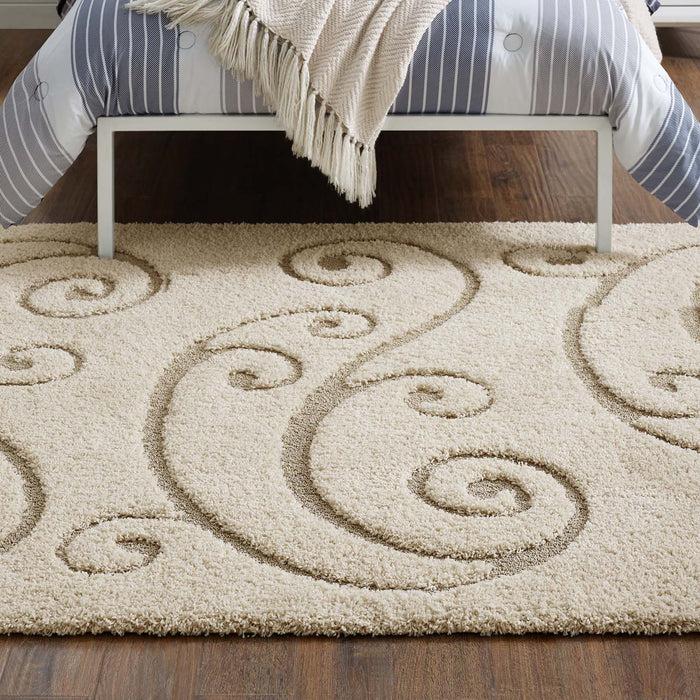 Jubilant Sprout Scrolling Vine Shag Area Rug