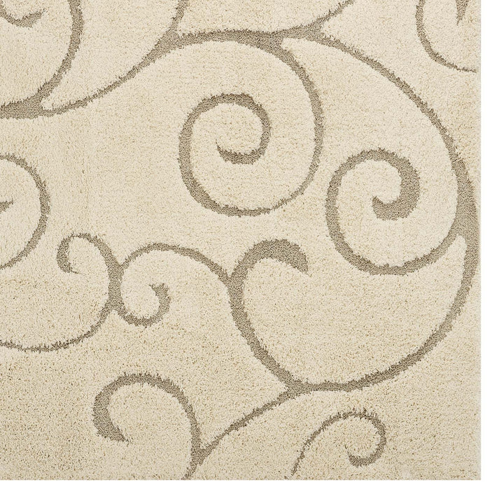 Jubilant Burgeon Scrolling Vine Shag Area Rug