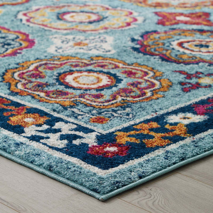 Entourage Odile Distressed Floral Moroccan Trellis Area Rug