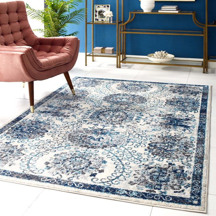 Entourage Kensie Distressed Floral Moroccan Trellis Area Rug