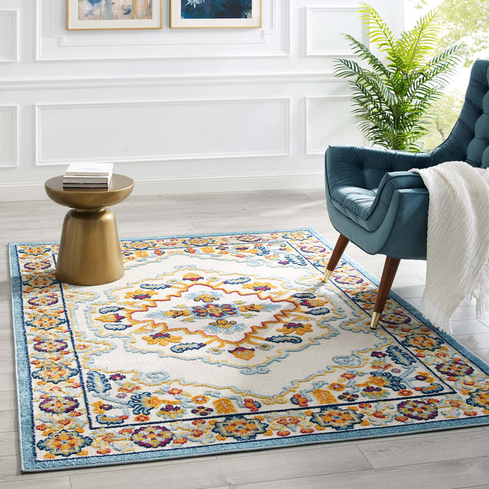 Reflect Ansel Distressed Floral Vintage Medallion Indoor and Outdoor Area Rug