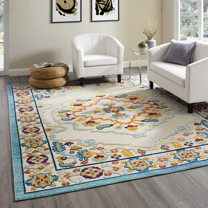 Reflect Ansel Distressed Floral Vintage Medallion Indoor and Outdoor Area Rug