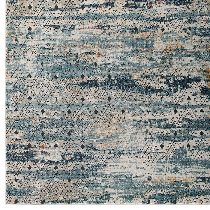 Tribute Eisley Rustic Distressed Transitional Diamond Lattice Area Rug