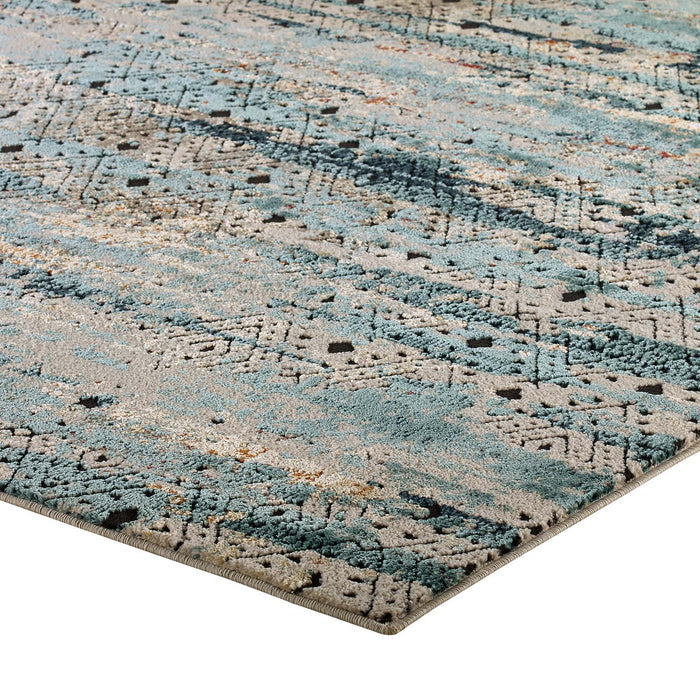 Tribute Eisley Rustic Distressed Transitional Diamond Lattice Area Rug