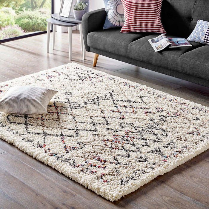 Skadi Rainbow Diamond Shag Area Rug