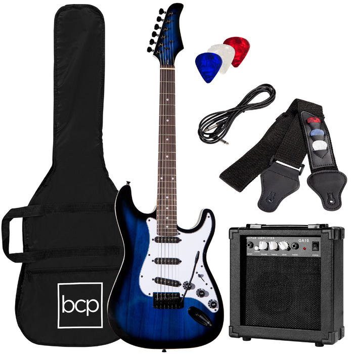 Beginner Electric Guitar Kit w/ Case, 10W Amp, Tremolo Bar - 39in