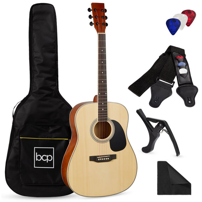 41in Acoustic Guitar Starter Kit w/ Digital Tuner, Padded Case, Picks, Strap