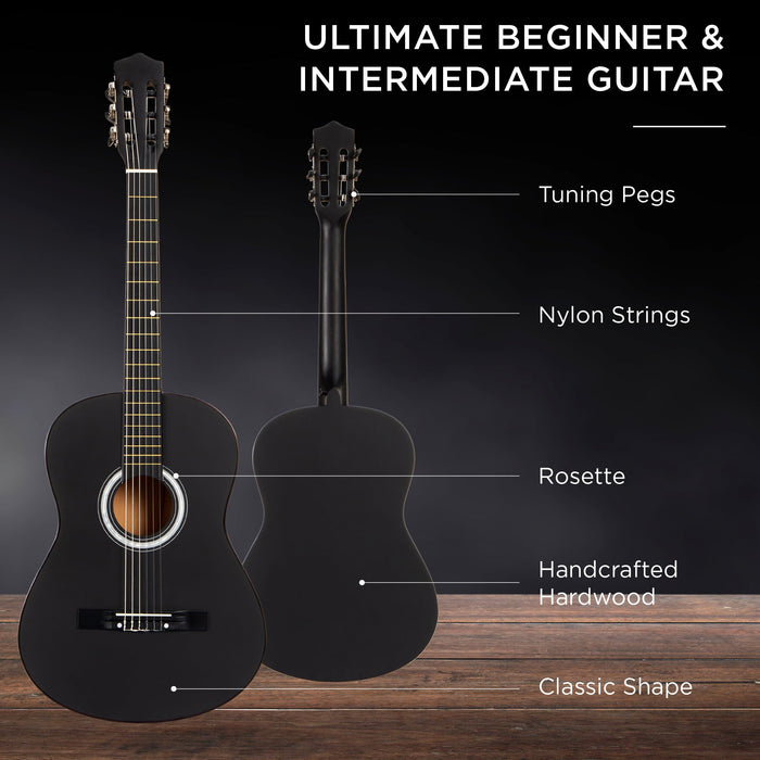 Beginner Acoustic Guitar Set w/ Case, Strap, Strings - 38in