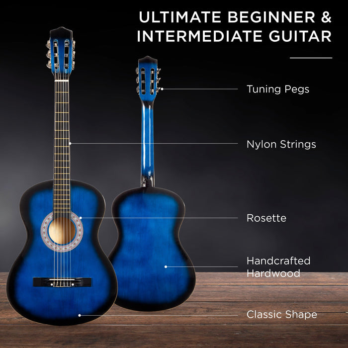 Beginner Acoustic Guitar Set w/ Case, Strap, Strings - 38in