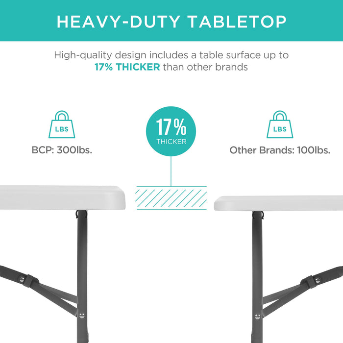 Portable Folding Plastic Dining Table w/ Handle, Lock - 6ft