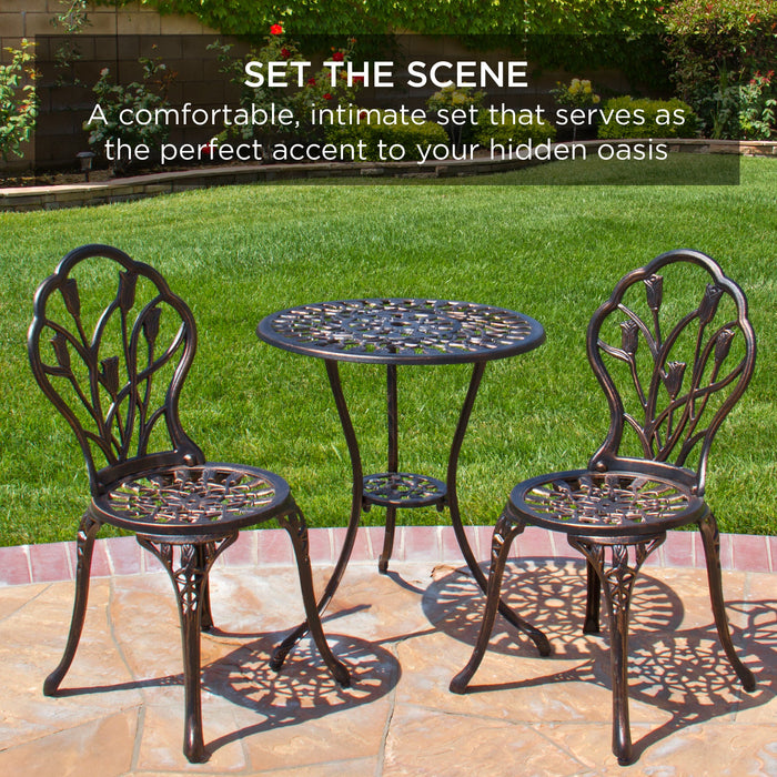 3-Piece Cast Aluminum Patio Bistro Furniture Set