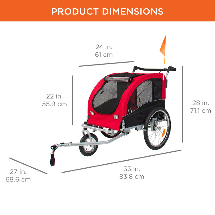 2-in-1 Pet Stroller and Bike  Trailer