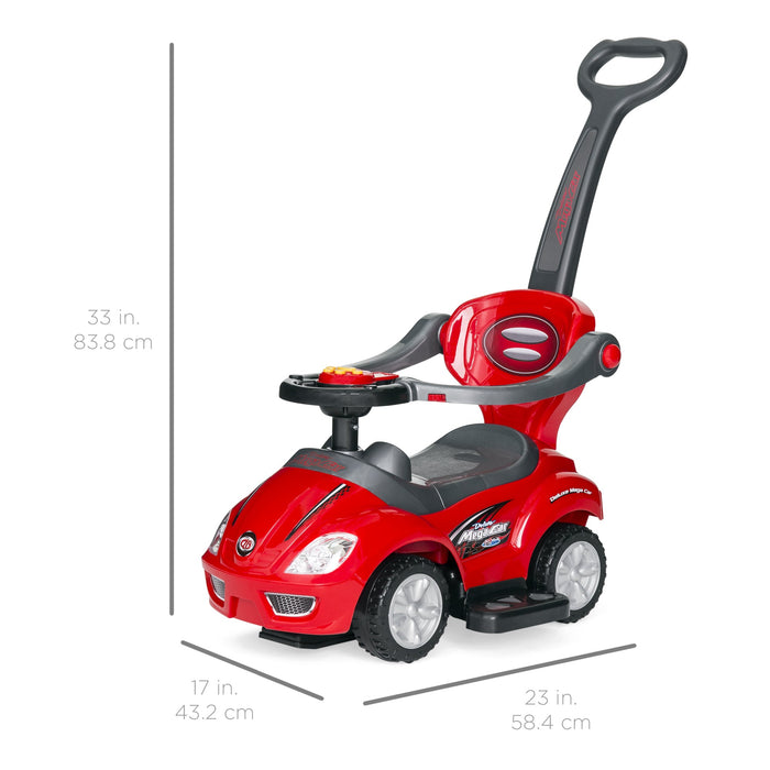 3-in-1 Kids Push Car w/ Handle and Horn