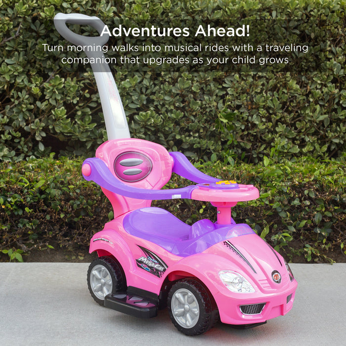 3-in-1 Kids Push Car w/ Handle and Horn