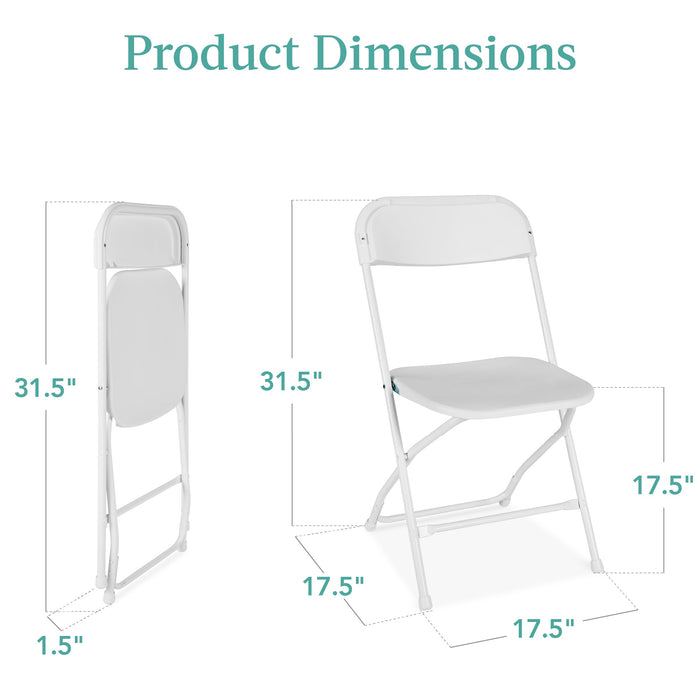 Set of 4 Folding Stacking Plastic Chairs w/ Non-Slip Feet