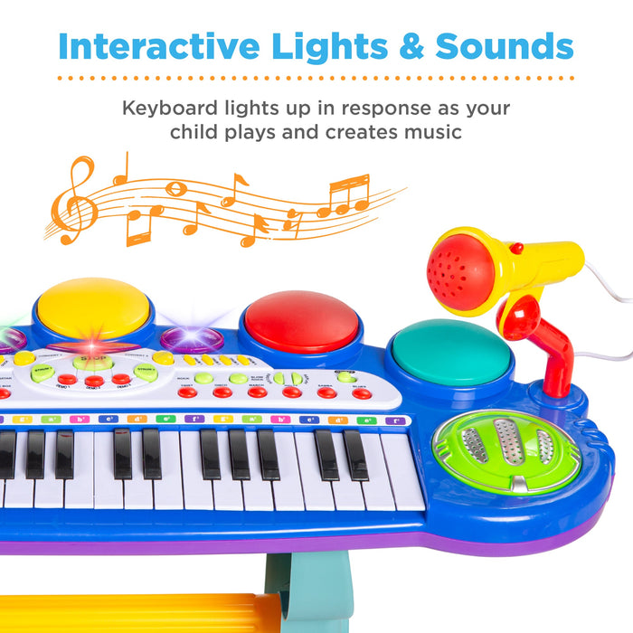 37-Key Kids Electric Keyboard w/ Microphone, Stool