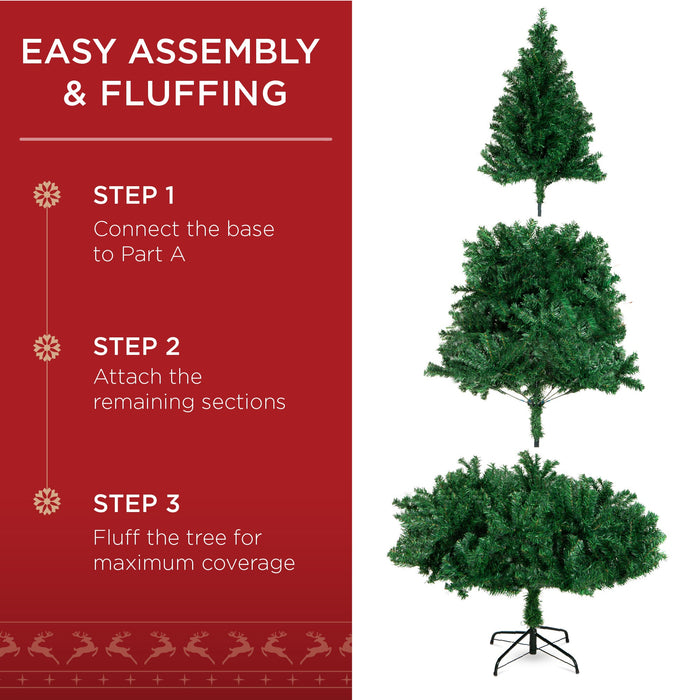 Premium Artificial Pine Christmas Tree w/ Foldable Metal Base