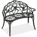 Steel Garden Bench Outdoor Patio Furniture w/ Floral Rose Accent  - 39in