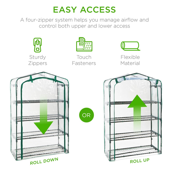 4-Tier Mini Portable Indoor Outdoor Greenhouse w/ Steel Shelves - 40in