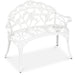 Steel Garden Bench Outdoor Patio Furniture w/ Floral Rose Accent  - 39in