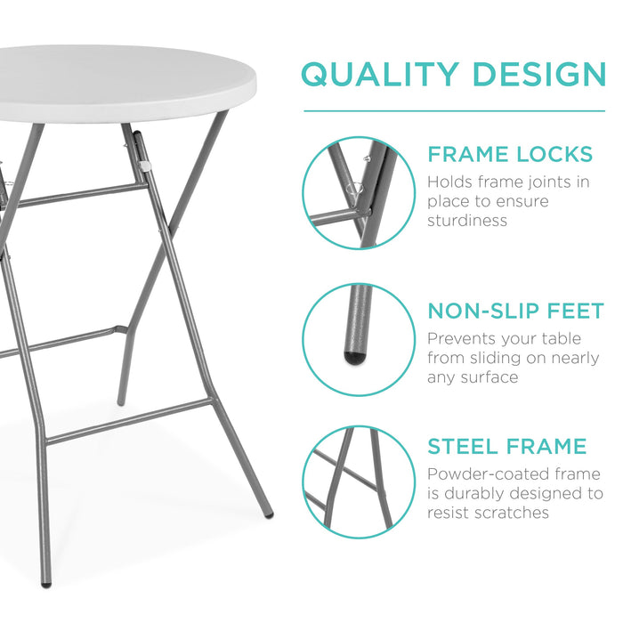 Bar Height Folding Table Indoor Outdoor Accessory w/ Thick Table Top - 32in