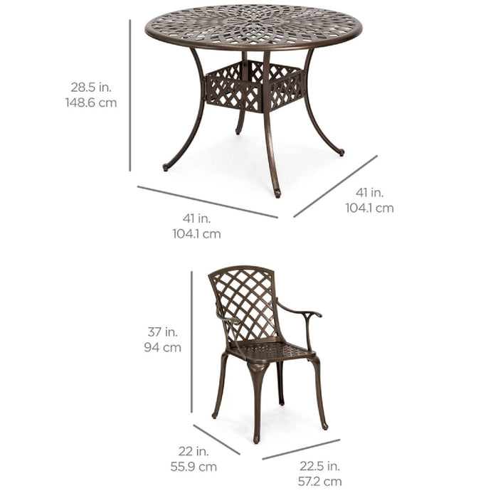 5-Piece All-Weather Cast Aluminum Patio Dining Set w/ 4 Chairs