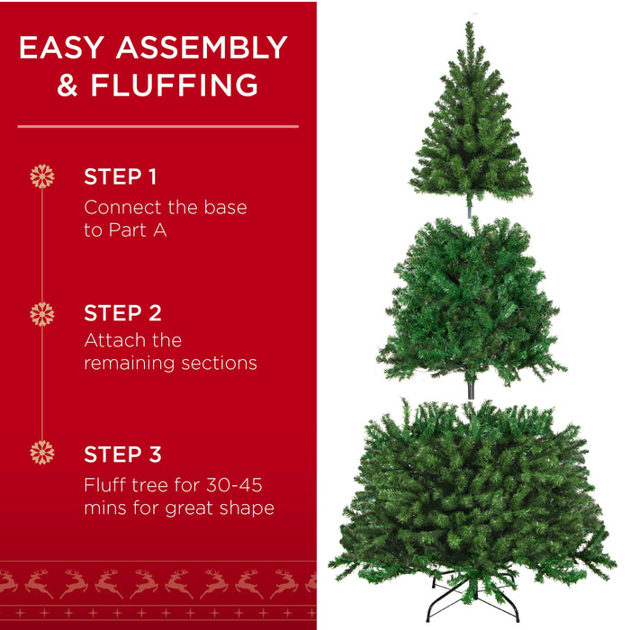 Premium Artificial Spruce Christmas Tree w/ Foldable Metal Base