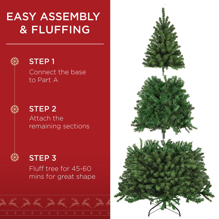 Pre-Lit Artificial Spruce Christmas Tree w/ Foldable Metal Base