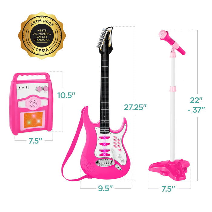 Kids Electric Guitar Toy Play Set w/ 6 Songs, Microphone, Amp