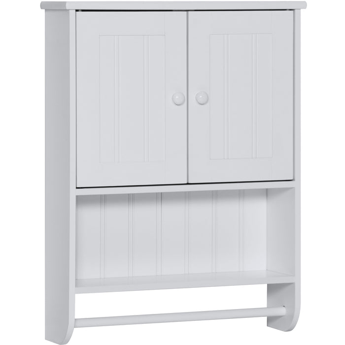 Bathroom Wall Storage Organization Cabinet w/ Double Doors, Towel Bar