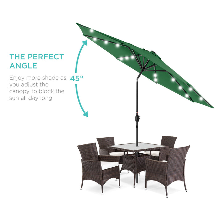 Solar LED Lighted Patio Umbrella w/ Tilt Adjustment, UV-Resistant- 10ft