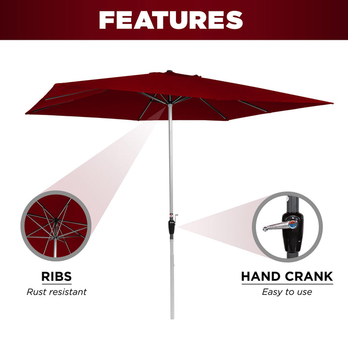 Rectangular Patio Umbrella w/ Easy Crank, UV-Resistant Fabric - 8x11ft