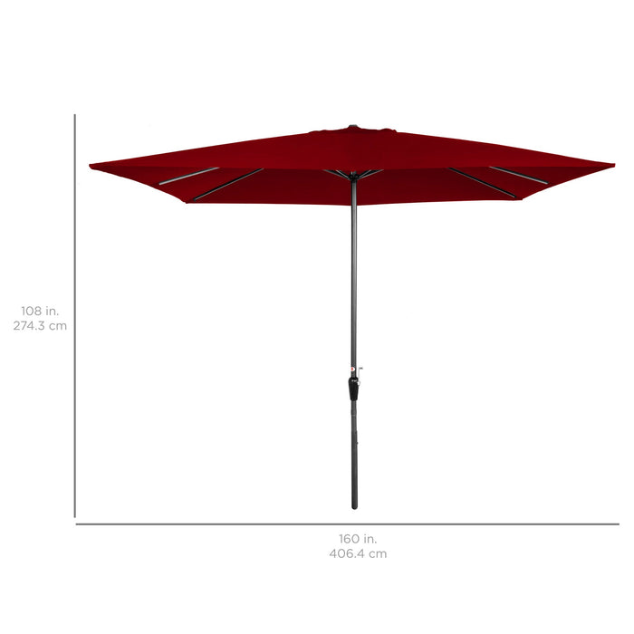 Rectangular Patio Umbrella w/ Easy Crank, UV-Resistant Fabric - 8x11ft