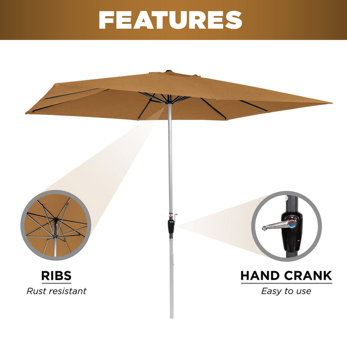 Rectangular Patio Umbrella w/ Easy Crank, UV-Resistant Fabric - 8x11ft