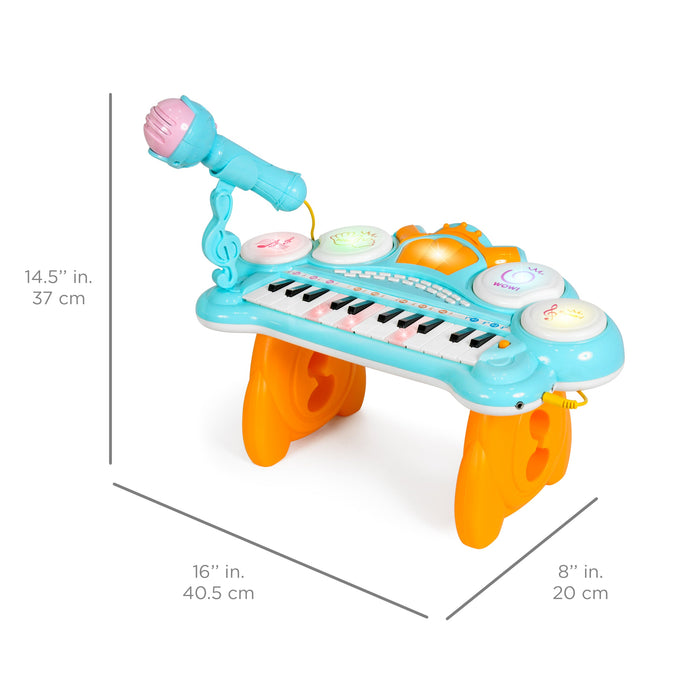 24-Key Kids Musical Electronic Keyboard w/ Drums, Microphone, MP3 - Blue