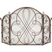 3-Panel Wrought Iron Metal Fireplace Screen Cover w/ Scroll Design - 55x33in