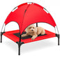 Elevated Cooling Dog Bed, Outdoor Pet Cot w/ Canopy, Carry Bag - 30in