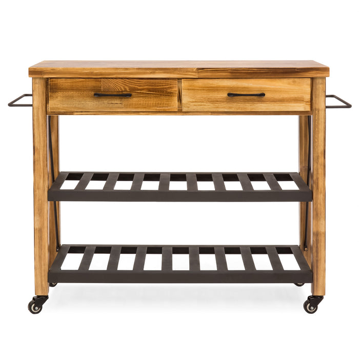 Industrial Kitchen Cart w/ Lockable Wheels - Natural